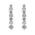 Long CZ Stone Wedding Drop Earrings